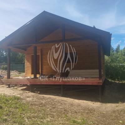 Строительство бани 6×8 метров из клееного бруса в «ласточкин хвост»